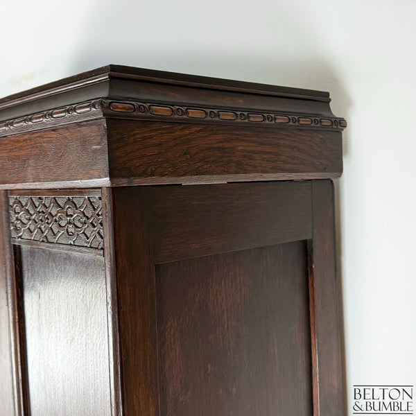 Oak Mirror Fronted Single Wardrobe Armoire-Wardrobe-Belton & Bumble