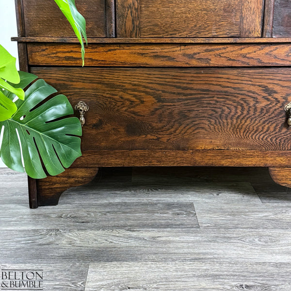 Oak Mirror Fronted Single Wardrobe Armoire-Wardrobe-Belton & Bumble