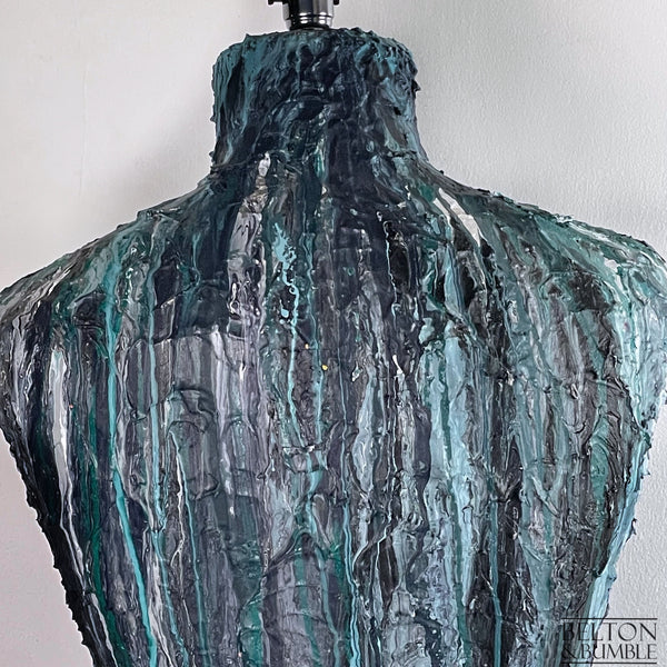 Blue Textured Mannequin Floor Lamp with Stainless Steel Stand-Belton & Bumble