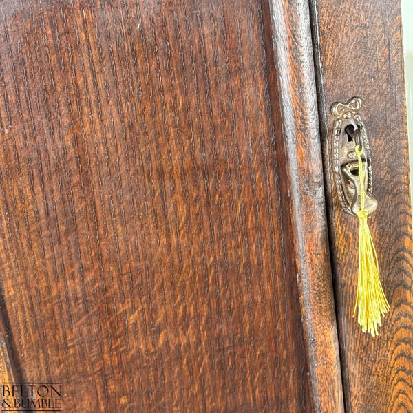 Oak Mirror Fronted Single Wardrobe Armoire-Wardrobe-Belton & Bumble