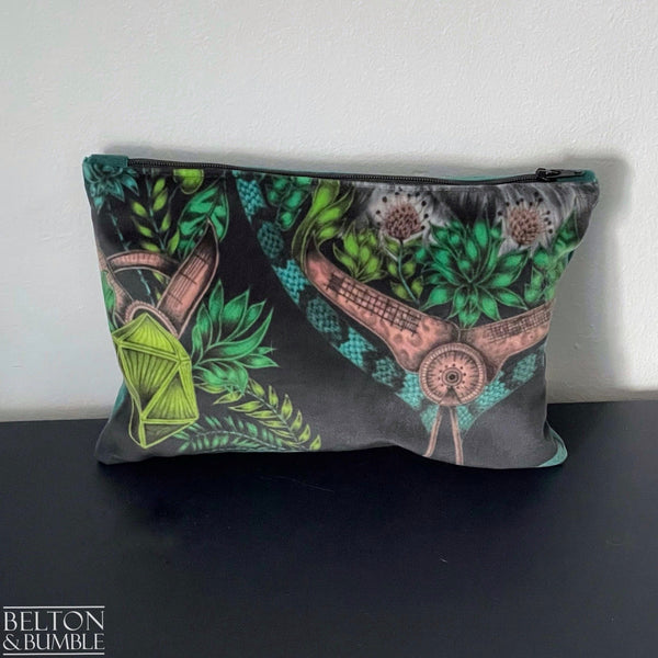 Handmade Make Up / Travel Toiletries Bag in “Silverback” Velvet Fabric by Emma Shipley-Belton & Bumble