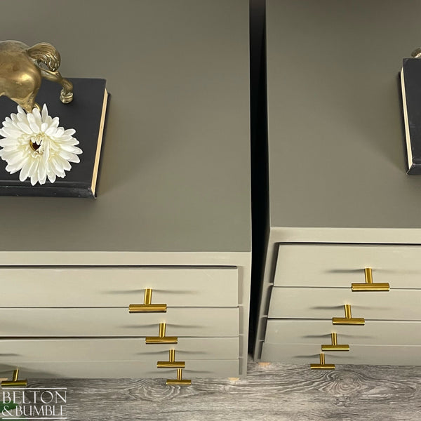 Pair of Four Drawer Chests of Drawers in Green Grey, Mid-Century-Belton & Bumble