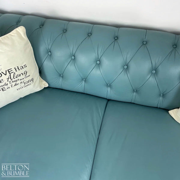 Two Seater Chesterfield Sofa in Soft Turquoise-Belton & Bumble