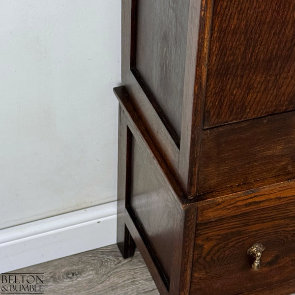 Oak Mirror Fronted Single Wardrobe Armoire-Wardrobe-Belton & Bumble