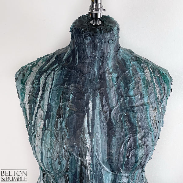 Blue Textured Mannequin Floor Lamp with Stainless Steel Stand-Belton & Bumble