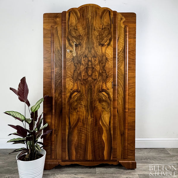 Burr Walnut Art Deco Wardrobe Tallboy by Meredew Furniture-Wardrobe-Belton & Bumble