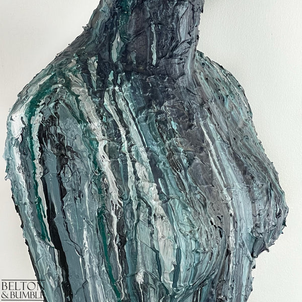 Blue Textured Mannequin Floor Lamp with Stainless Steel Stand-Belton & Bumble