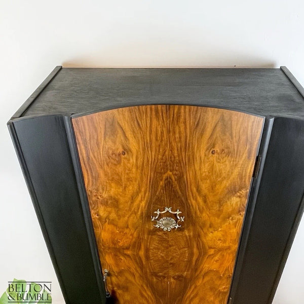 Vintage Burr Walnut Wardrobe Tallboy in Black-Wardrobe-Belton & Bumble