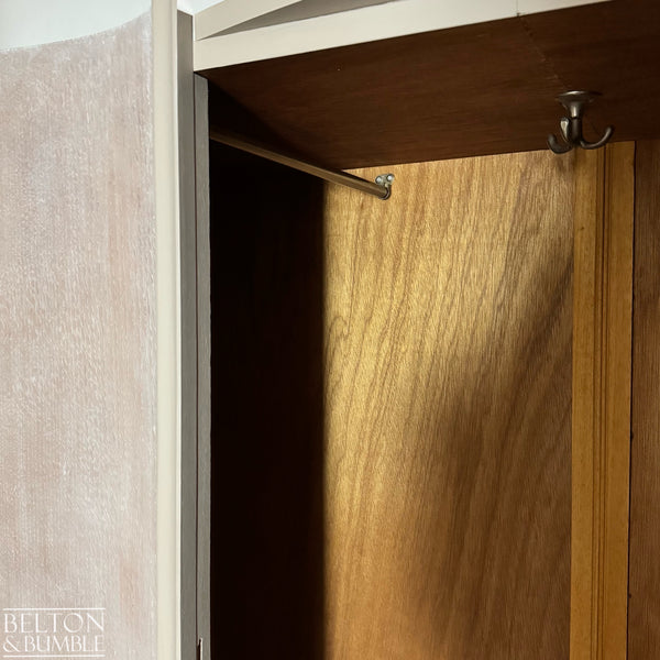 Large Vintage Wardrobe Tallboy in Cream and Tiger Oak-Wardrobe-Belton & Bumble