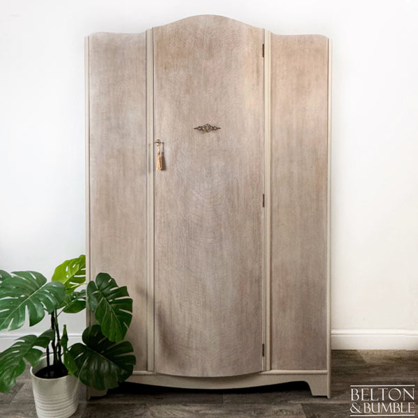 Large Vintage Wardrobe Tallboy in Cream and Tiger Oak-Wardrobe-Belton & Bumble