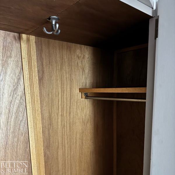 Large Vintage Wardrobe Tallboy in Cream and Tiger Oak-Wardrobe-Belton & Bumble