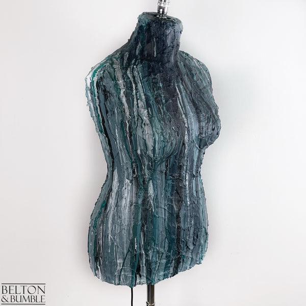 Blue Textured Mannequin Floor Lamp with Stainless Steel Stand-Belton & Bumble
