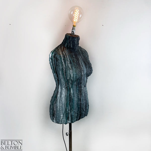 Blue Textured Mannequin Floor Lamp with Stainless Steel Stand-Belton & Bumble