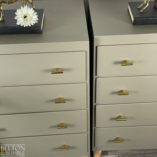 Pair of Four Drawer Chests of Drawers in Green Grey, Mid-Century-Belton & Bumble