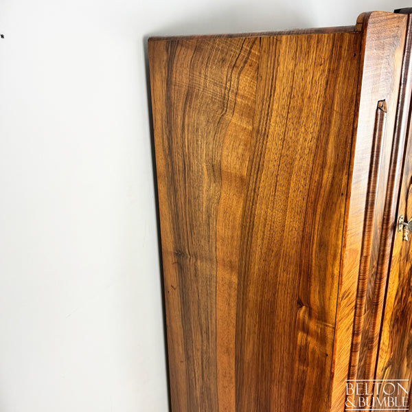 Burr Walnut Art Deco Wardrobe Tallboy by Meredew Furniture-Wardrobe-Belton & Bumble