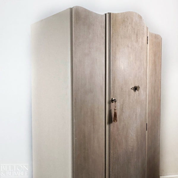 Large Vintage Wardrobe Tallboy in Cream and Tiger Oak-Wardrobe-Belton & Bumble