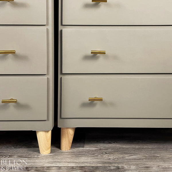 Pair of Four Drawer Chests of Drawers in Green Grey, Mid-Century-Belton & Bumble