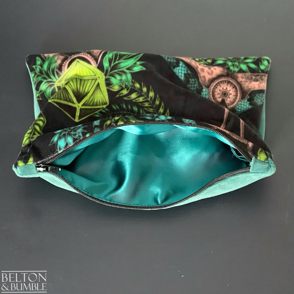 Handmade Make Up / Travel Toiletries Bag in “Silverback” Velvet Fabric by Emma Shipley-Belton & Bumble