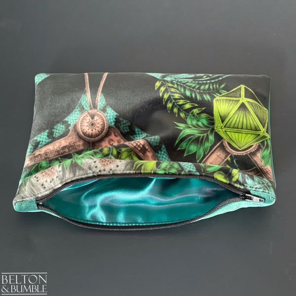 Handmade Make Up / Travel Toiletries Bag in “Silverback” Velvet Fabric by Emma Shipley-Belton & Bumble