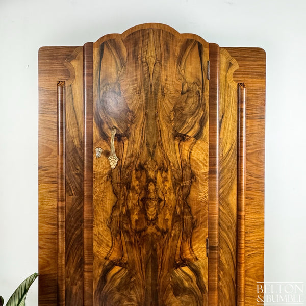 Burr Walnut Art Deco Wardrobe Tallboy by Meredew Furniture-Wardrobe-Belton & Bumble