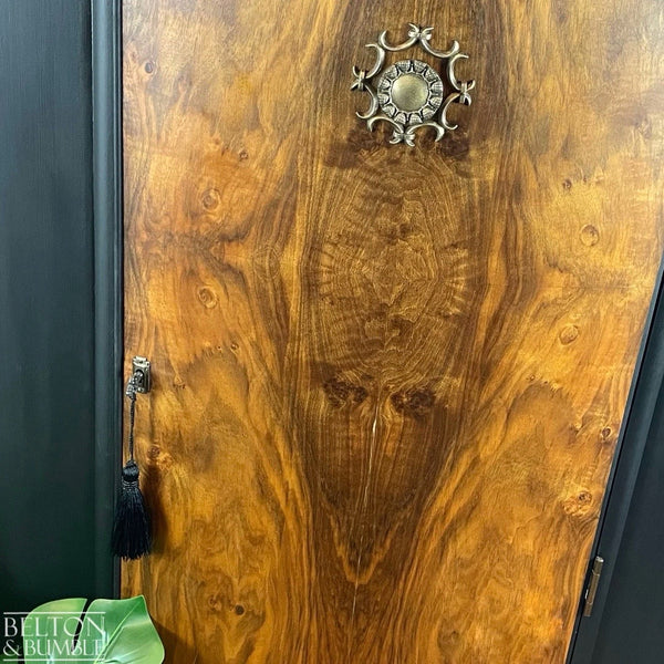Vintage Burr Walnut Wardrobe Tallboy in Black-Wardrobe-Belton & Bumble