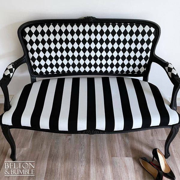 Black and White Louis Style Two Seater Chair-Belton & Bumble