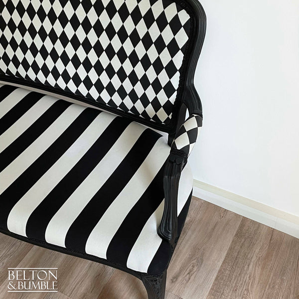 Black and White Louis Style Two Seater Chair-Belton & Bumble
