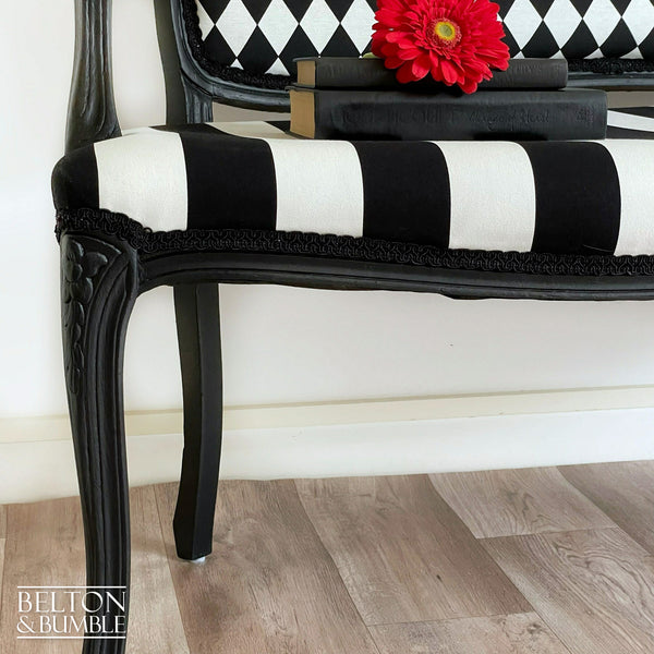 Black and White Louis Style Two Seater Chair-Belton & Bumble