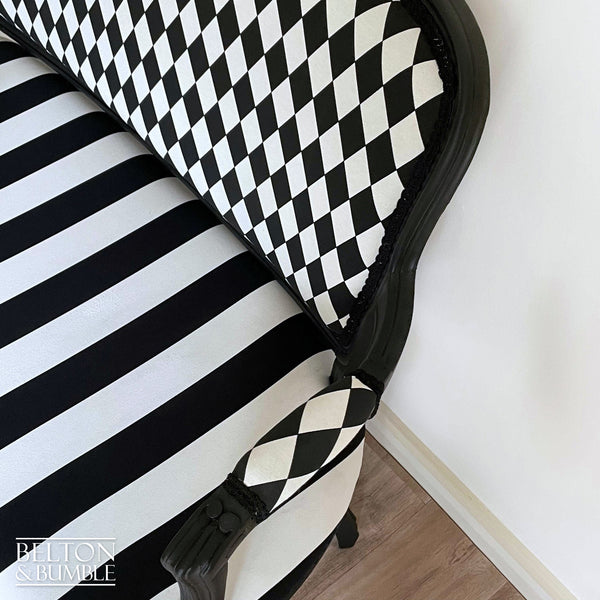 Black and White Louis Style Two Seater Chair-Belton & Bumble
