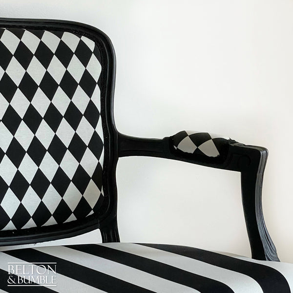 Black and White Louis Style Two Seater Chair-Belton & Bumble