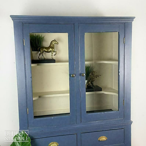 Large Vintage Dresser Display Cupboard in Blue & Cream-Belton & Bumble