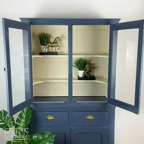 Large Vintage Dresser Display Cupboard in Blue & Cream-Belton & Bumble