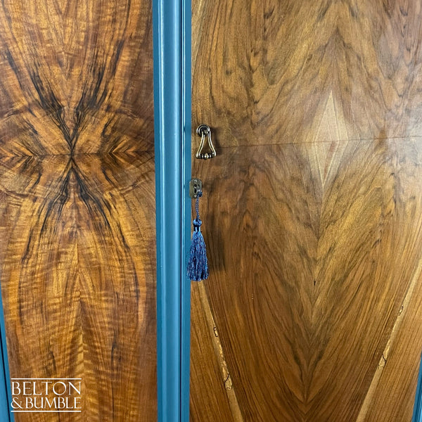 Large Vintage Wardrobe Tallboy in Blue and Walnut-Wardrobe-Belton & Bumble