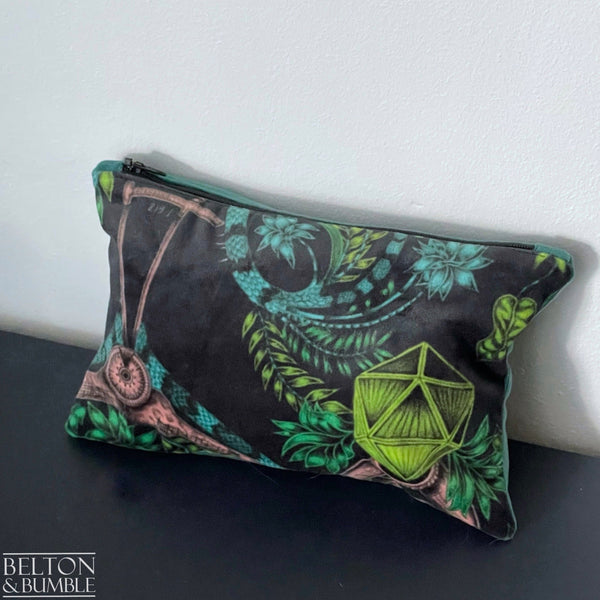 Handmade Make Up / Travel Toiletries Bag in “Silverback” Velvet Fabric by Emma Shipley-Belton & Bumble
