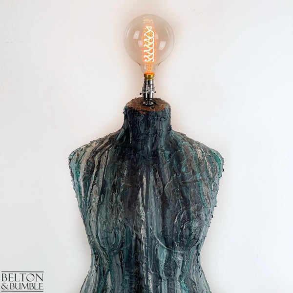 Blue Textured Mannequin Floor Lamp with Stainless Steel Stand-Belton & Bumble