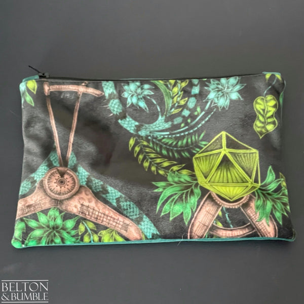 Handmade Make Up / Travel Toiletries Bag in “Silverback” Velvet Fabric by Emma Shipley-Belton & Bumble