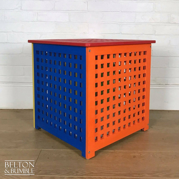 Children’s Multi Coloured Toy Storage Box – Restored storage showing paint colours