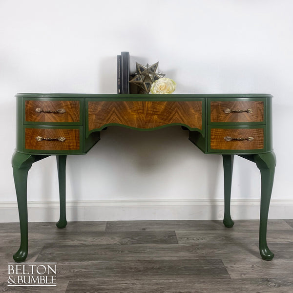 Kidney Shaped Desk In Walnut With Farrow & Ball Painted Detail-Belton & Bumble