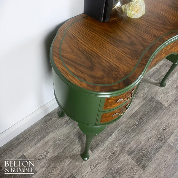 Kidney Shaped Desk In Walnut With Farrow & Ball Painted Detail-Belton & Bumble