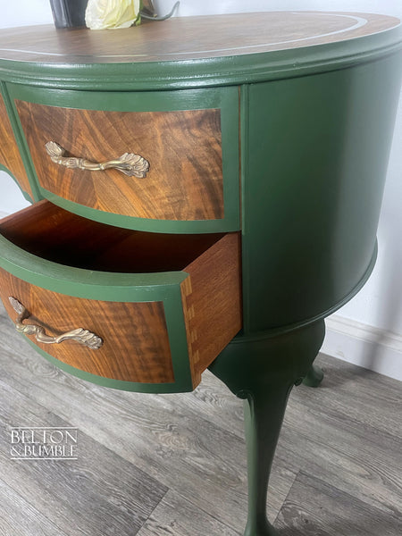 Kidney Shaped Desk In Walnut With Farrow & Ball Painted Detail-Belton & Bumble