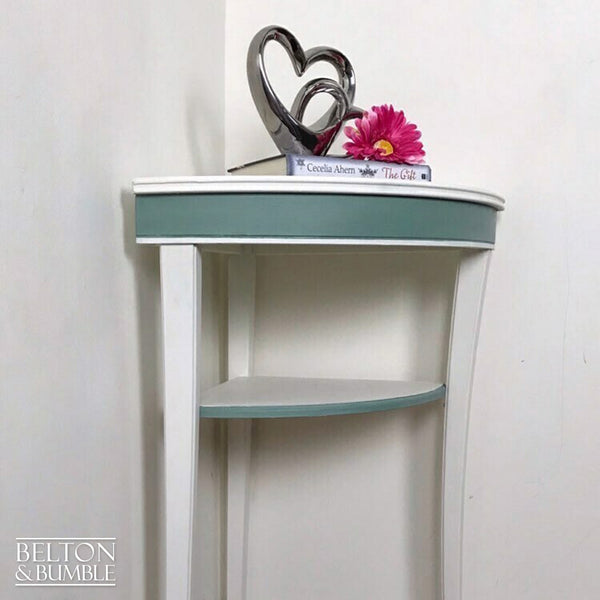 White and Duck Egg Freestanding Corner Shelving-Belton & Bumble