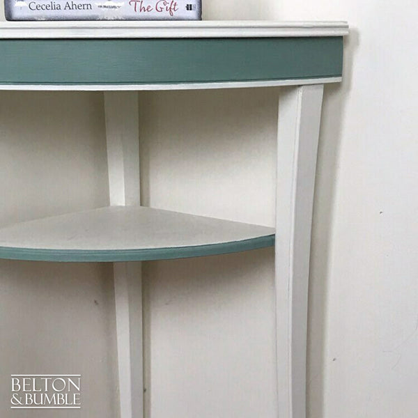 White and Duck Egg Freestanding Corner Shelving-Belton & Bumble