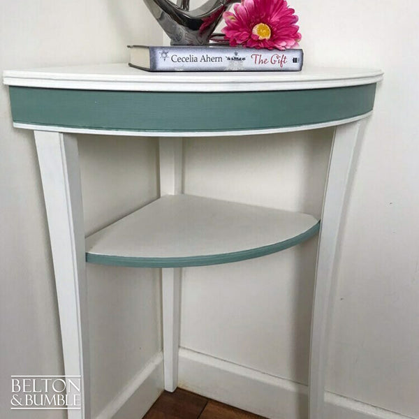 White and Duck Egg Freestanding Corner Shelving-Belton & Bumble