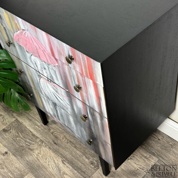 Hand-Painted Jet Black Drawers with Original Artwork