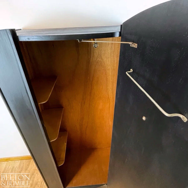 Vintage Burr Walnut Wardrobe Tallboy in Black-Wardrobe-Belton & Bumble
