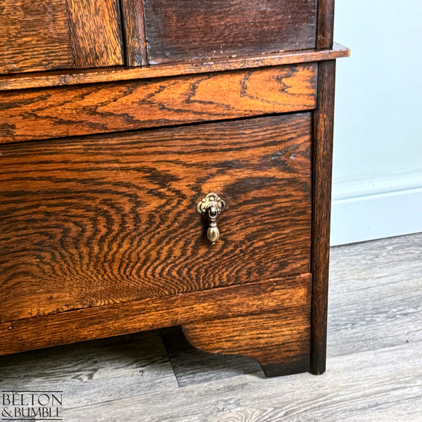 Oak Mirror Fronted Single Wardrobe Armoire-Wardrobe-Belton & Bumble