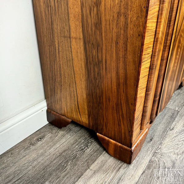 Burr Walnut Art Deco Wardrobe Tallboy by Meredew Furniture-Wardrobe-Belton & Bumble