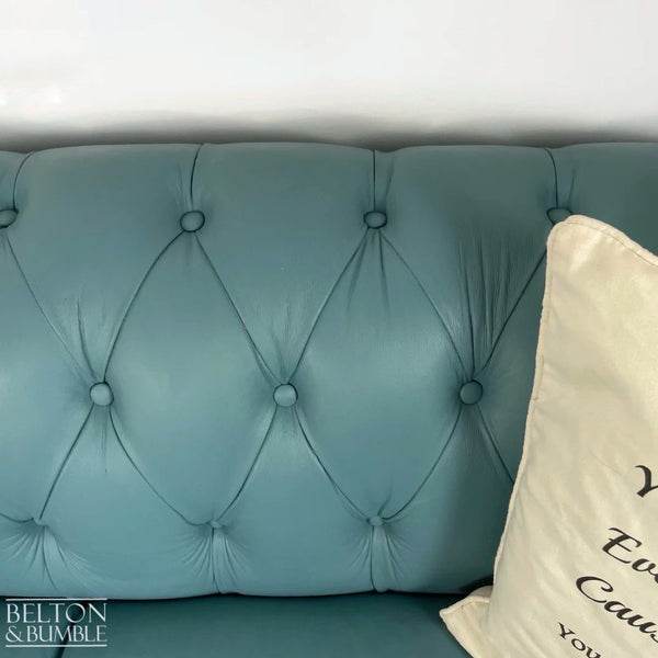 Two Seater Chesterfield Sofa in Soft Turquoise-Belton & Bumble