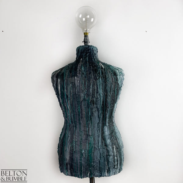 Blue Textured Mannequin Floor Lamp with Stainless Steel Stand-Belton & Bumble