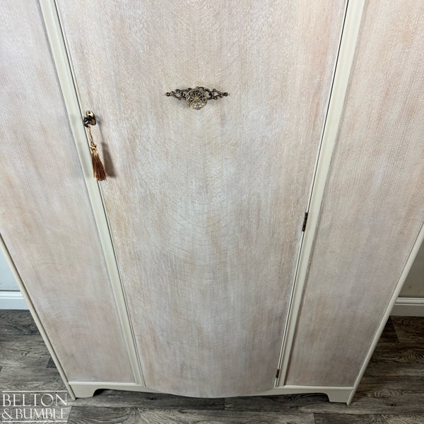 Large Vintage Wardrobe Tallboy in Cream and Tiger Oak-Wardrobe-Belton & Bumble